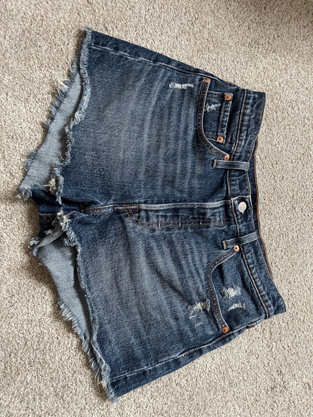 Levi's Dark Blue Distressed Cutoff Jean Shorts